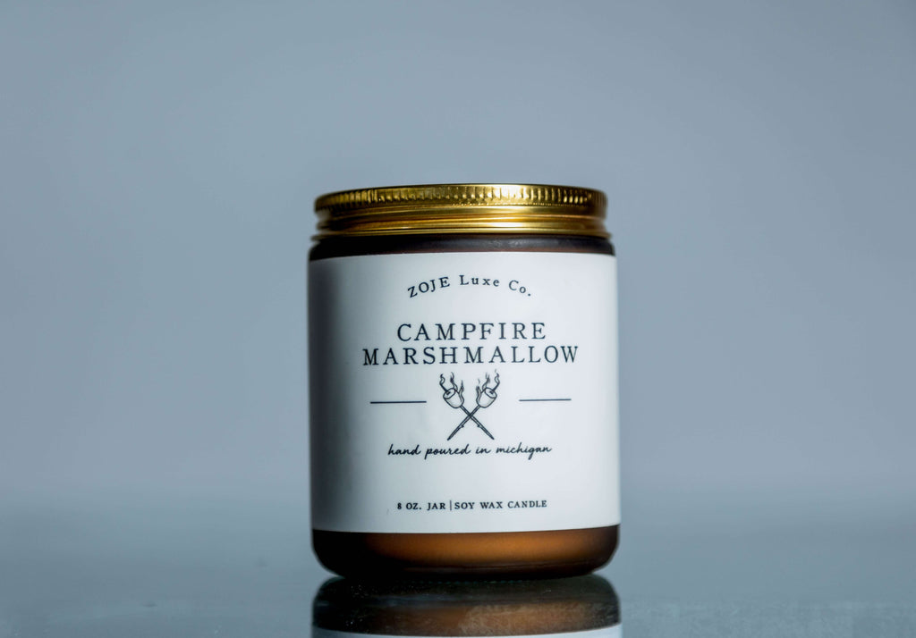 Our ooey gooey Campfire Marshmallow scent captures the nostalgia of an evening campfire after a day of autumnal adventure. Crisp notes of ozone and eucalyptus simulate an evening chill, followed by a strong heart of marshmallow and sugar roasting over a base of embers, oak, and infused with essential oils, including juniper and clove.